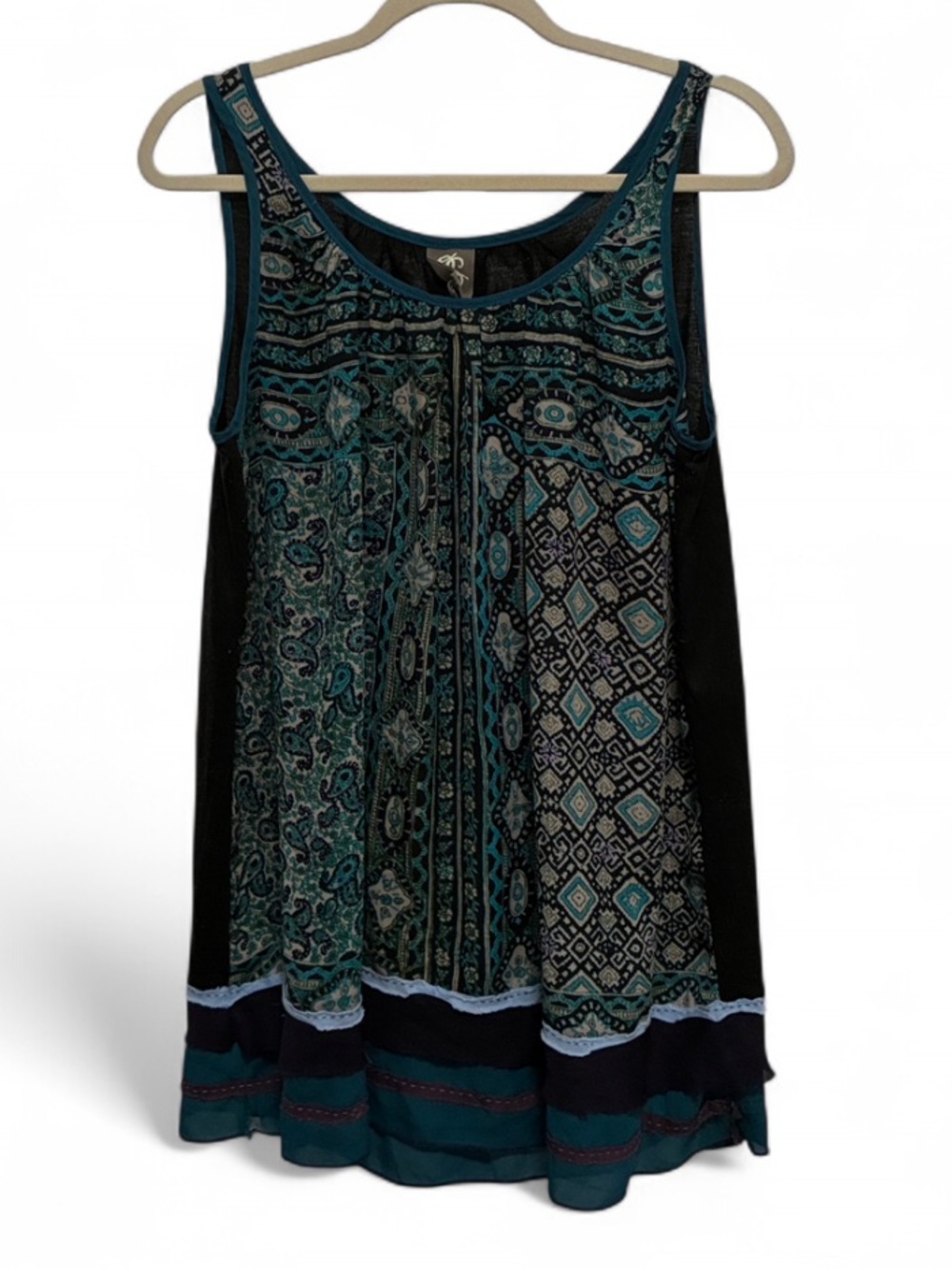 One September Anthropologie Boho Printed Sleeveless Mini Dress